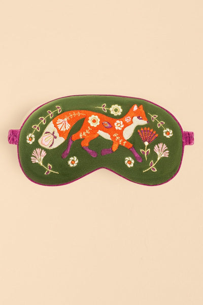 Powder Luxury Lavender Velvet Eye Mask - Scandinavian Fox - Moss Green