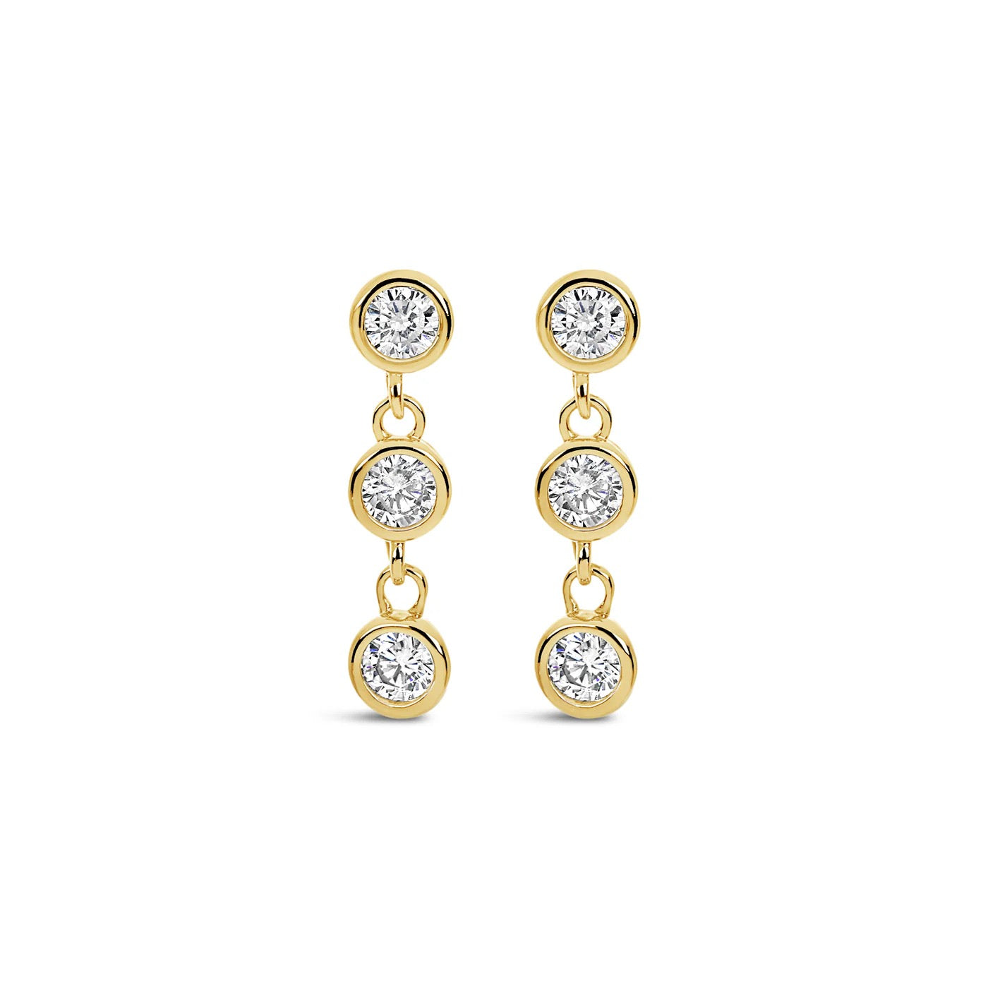Lanes - Trio Crystal Drop - Boxed Stud Earrings - Gold