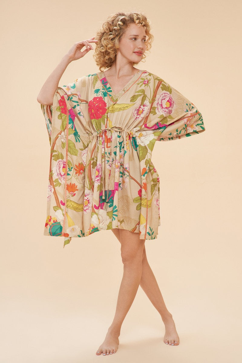 Powder Modal Beach Cover Up - Tropical Flora &amp; Fauna - Coconut