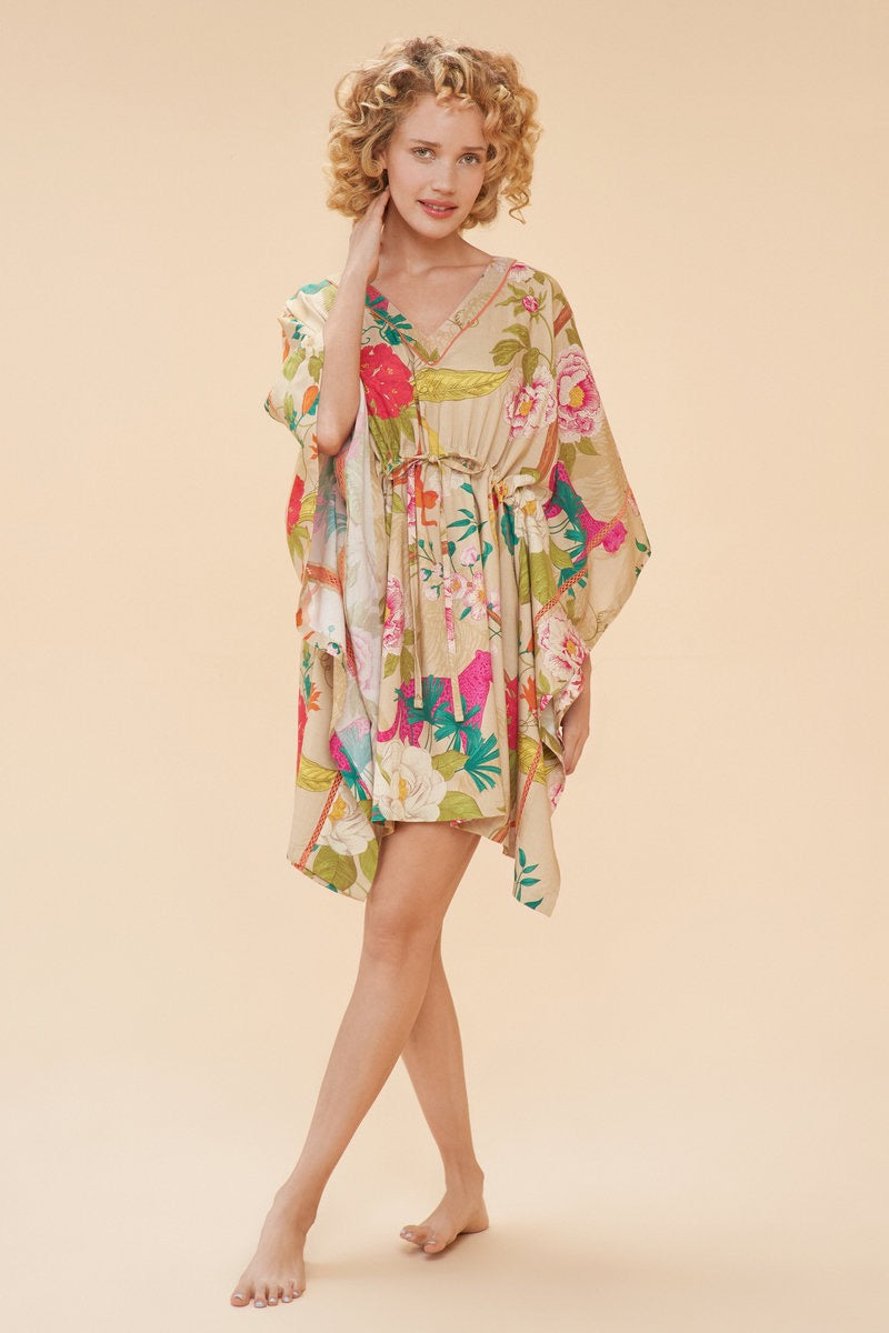 Powder Modal Beach Cover Up - Tropical Flora &amp; Fauna - Coconut