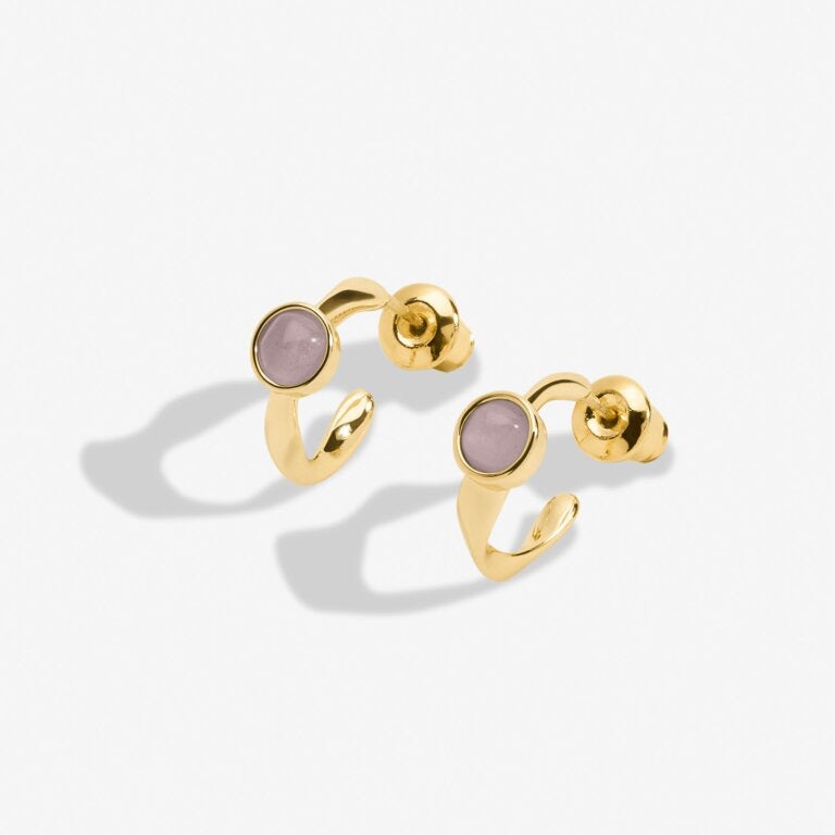 Joma Jewellery - 'July' Sunstone Birthstone Gold Huggie Hoop Earrings - Boxed
