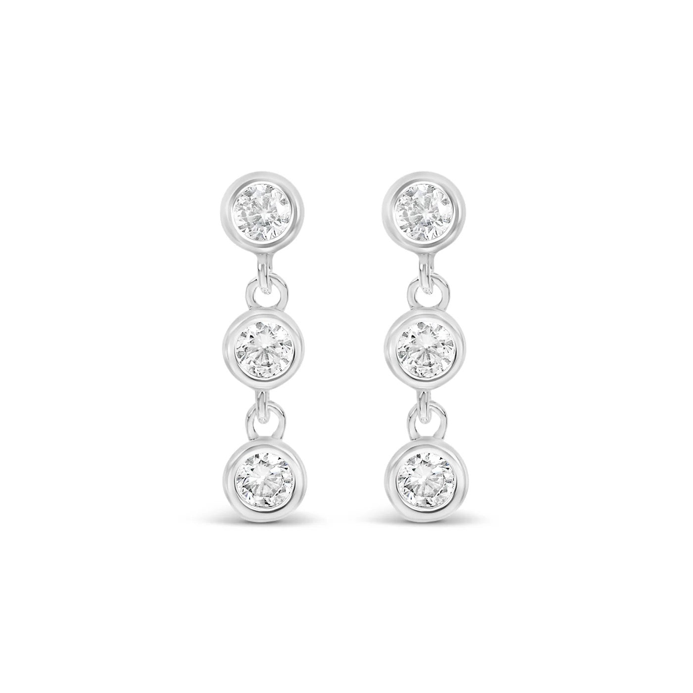 Lanes - Trio Crystal Drop -Boxed Earrings - Silver