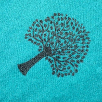 Tiffany Blue Tree of Life Reversible Tassel Scarf - Cashmere Blend