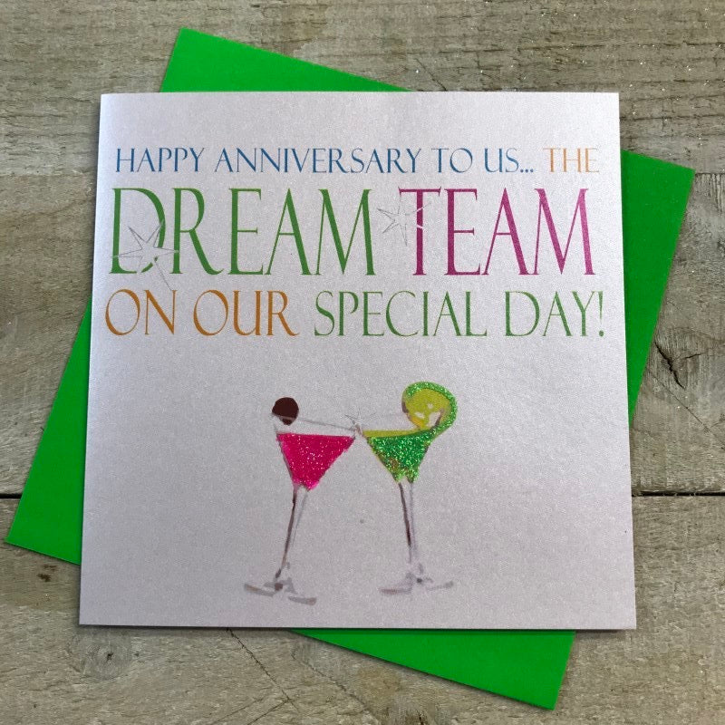 White Cotton Happy Anniversary to Us Dream Team Card