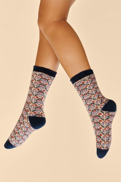 Powder Fair Isle Cosy Socks - Cream