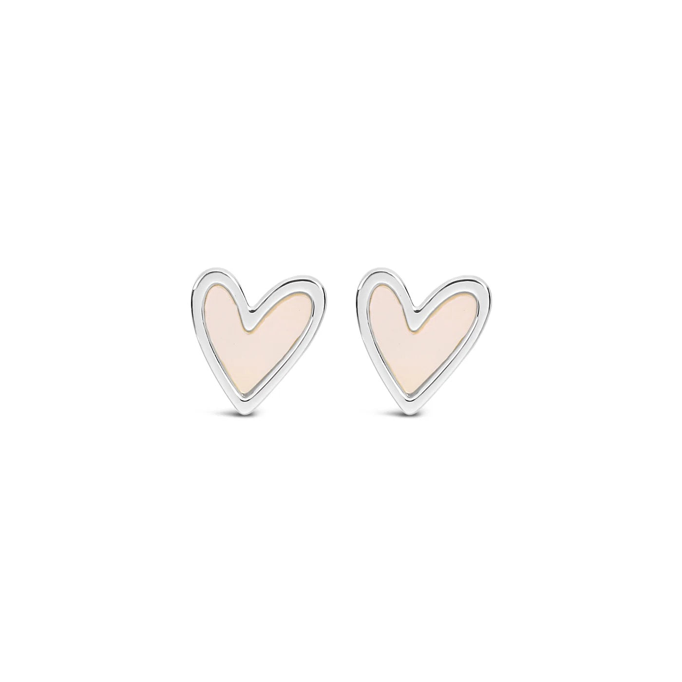 Lanes - Mother of Pearl Hearts - Boxed Stud Earrings - Silver