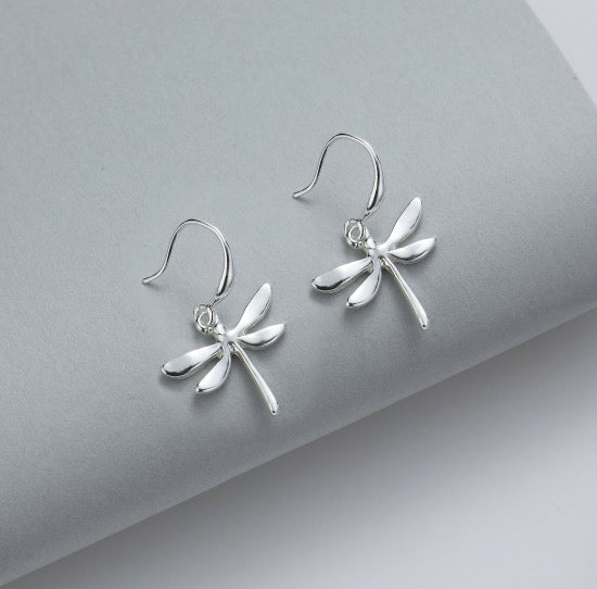 Gracee Jewellery Dragonfly Drop Earrings - Silver