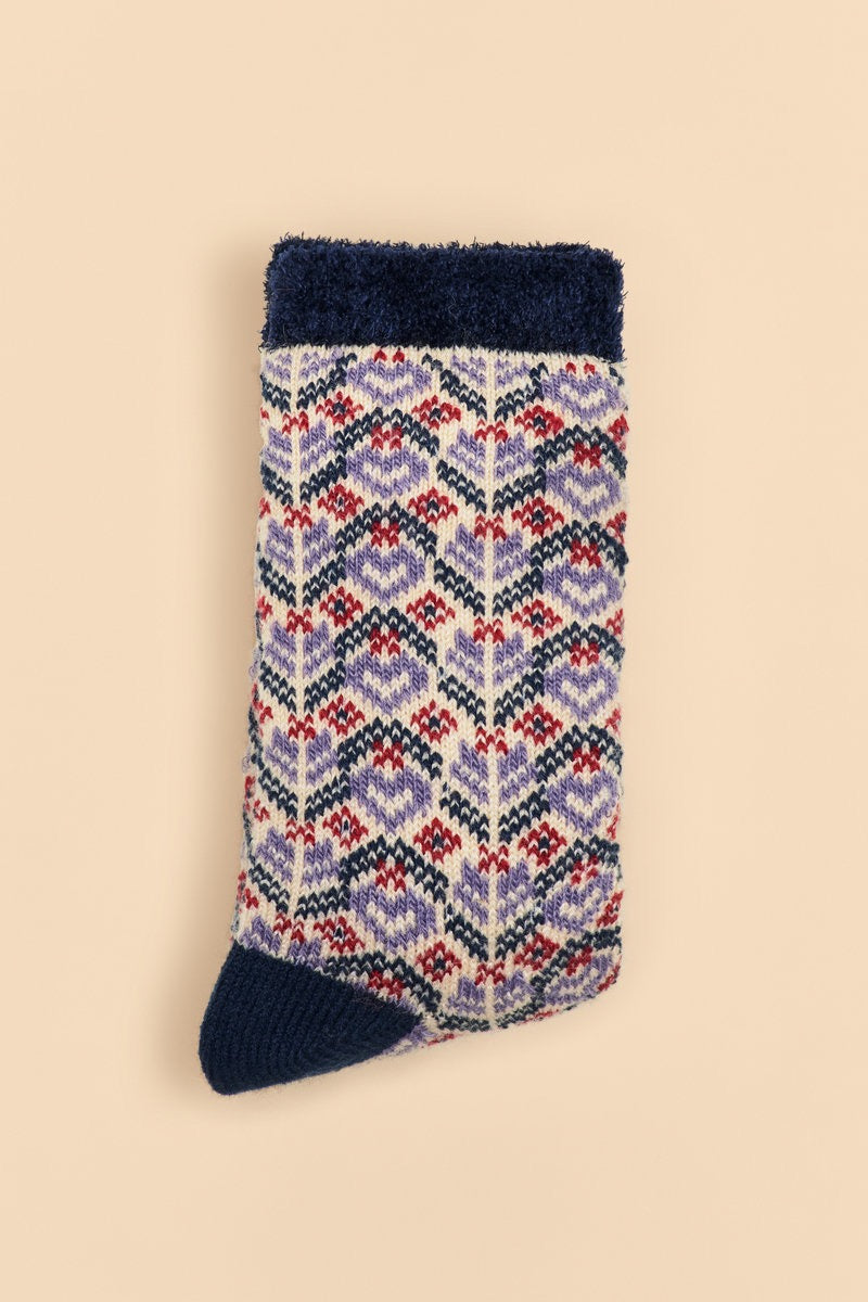 Powder Fair Isle Cosy Socks - Cream