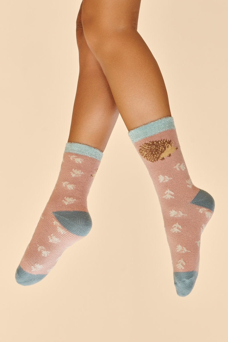 Powder Happy Hedgehog Cosy Socks - Petal Pink