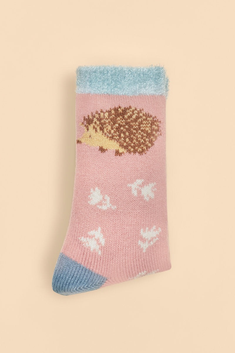 Powder Happy Hedgehog Cosy Socks - Petal Pink