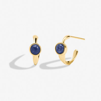 Joma Jewellery - 'September' Lapis Lazuli Birthstone Gold Huggie Hoop Earrings - Boxed