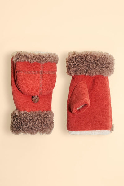 Powder Anna Fold Back Fingerless/Mittens - Coral