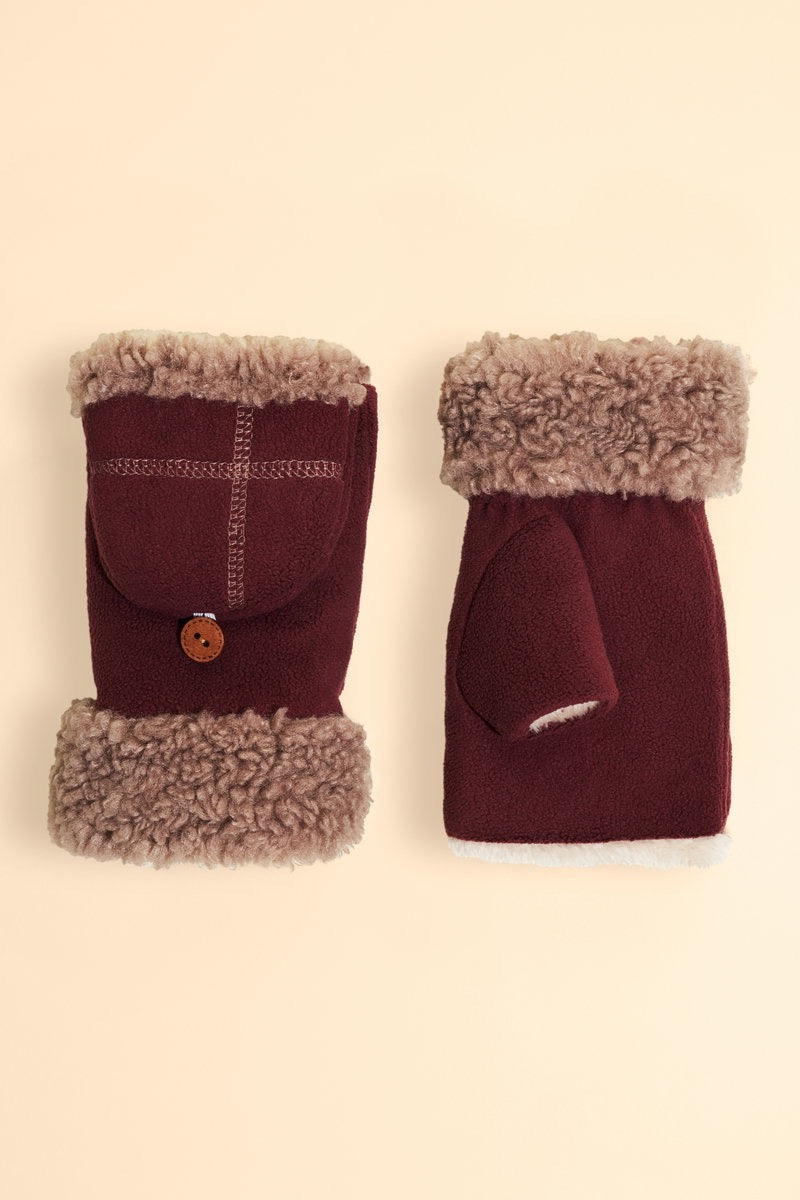 Powder Anna Fold Back Fingerless/Mittens - Burgundy