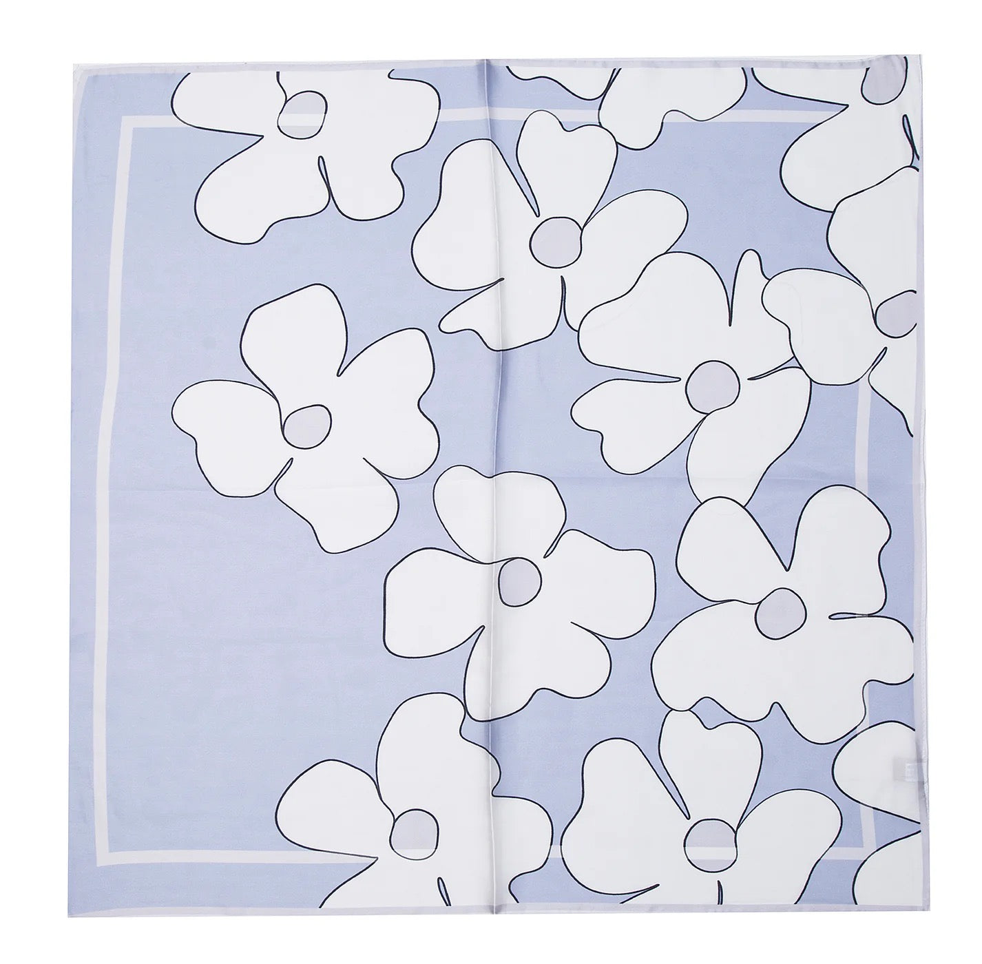 Floral Print Square Neck Scarf - Violet/White - Accessories By Park Lane