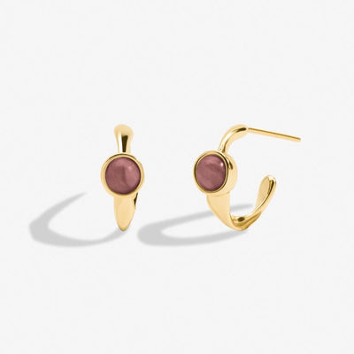 Joma Jewellery - 'October' Tourmaline Birthstone Gold Huggie Hoop Earrings - Boxed