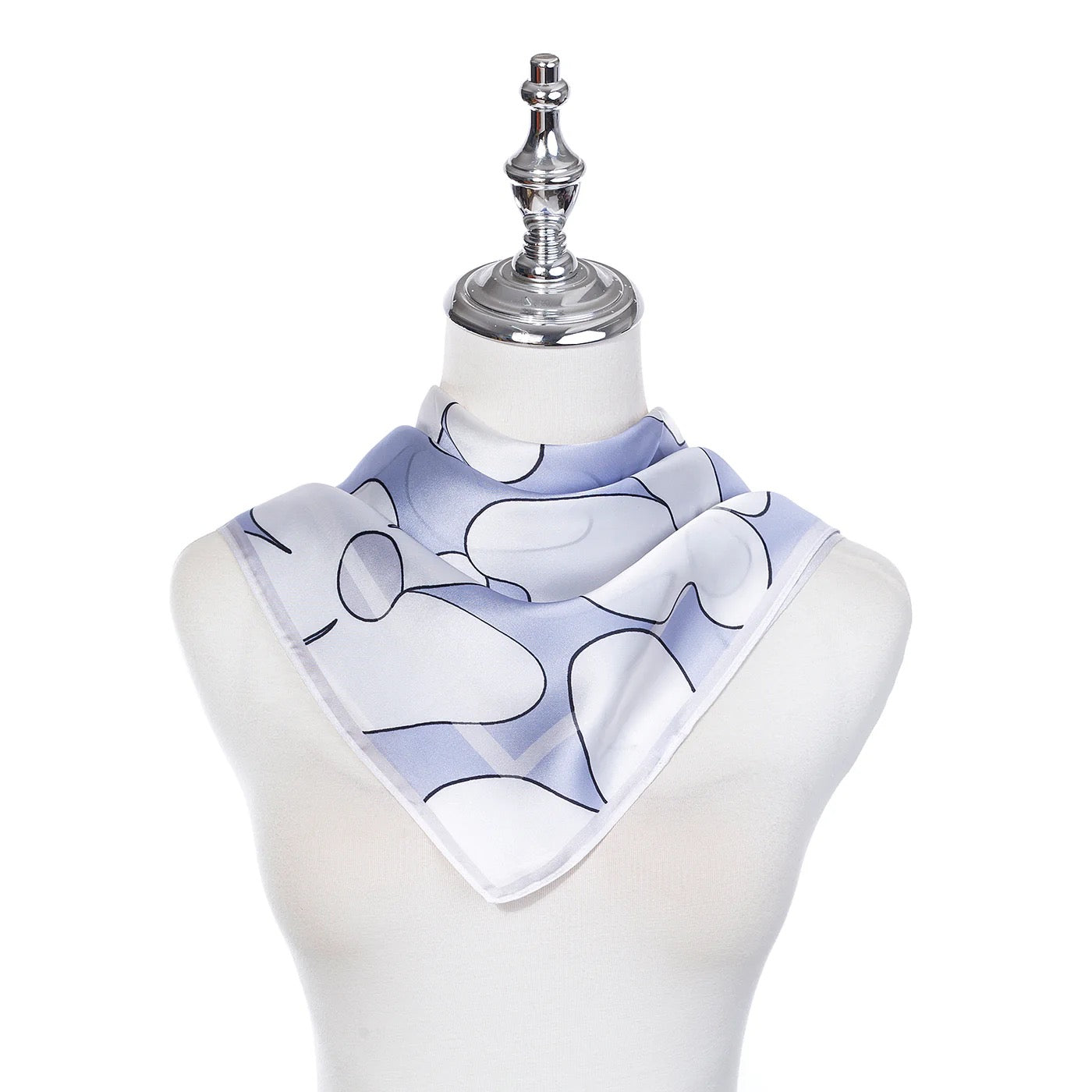 Floral Print Square Neck Scarf - Violet/White - Accessories By Park Lane