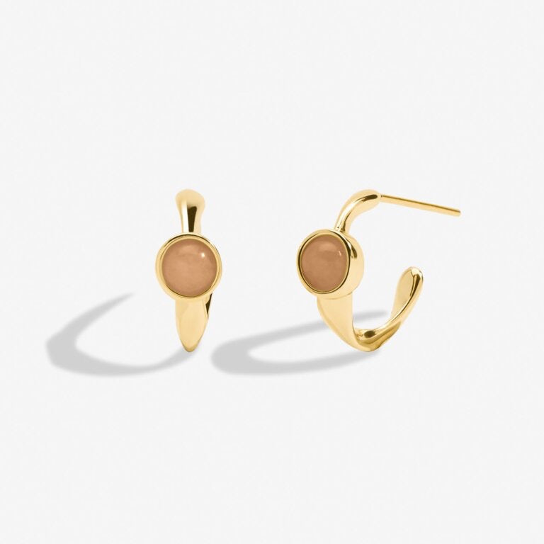 Joma Jewellery - 'November' Yellow Quartz Birthstone Gold Huggie Hoop Earrings - Boxed
