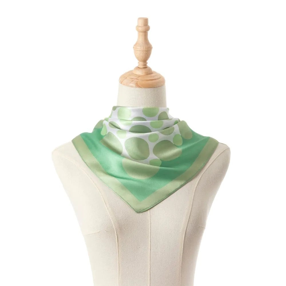 Park Lane - Polka Dot Print Silky Neck Scarf - Jade