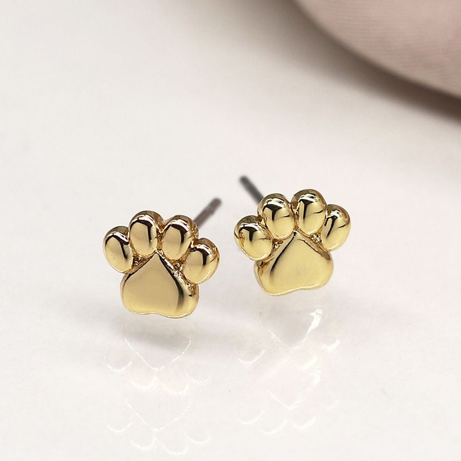 POM Silver & Gold Plated Dogs Triple Set Stud Earrings