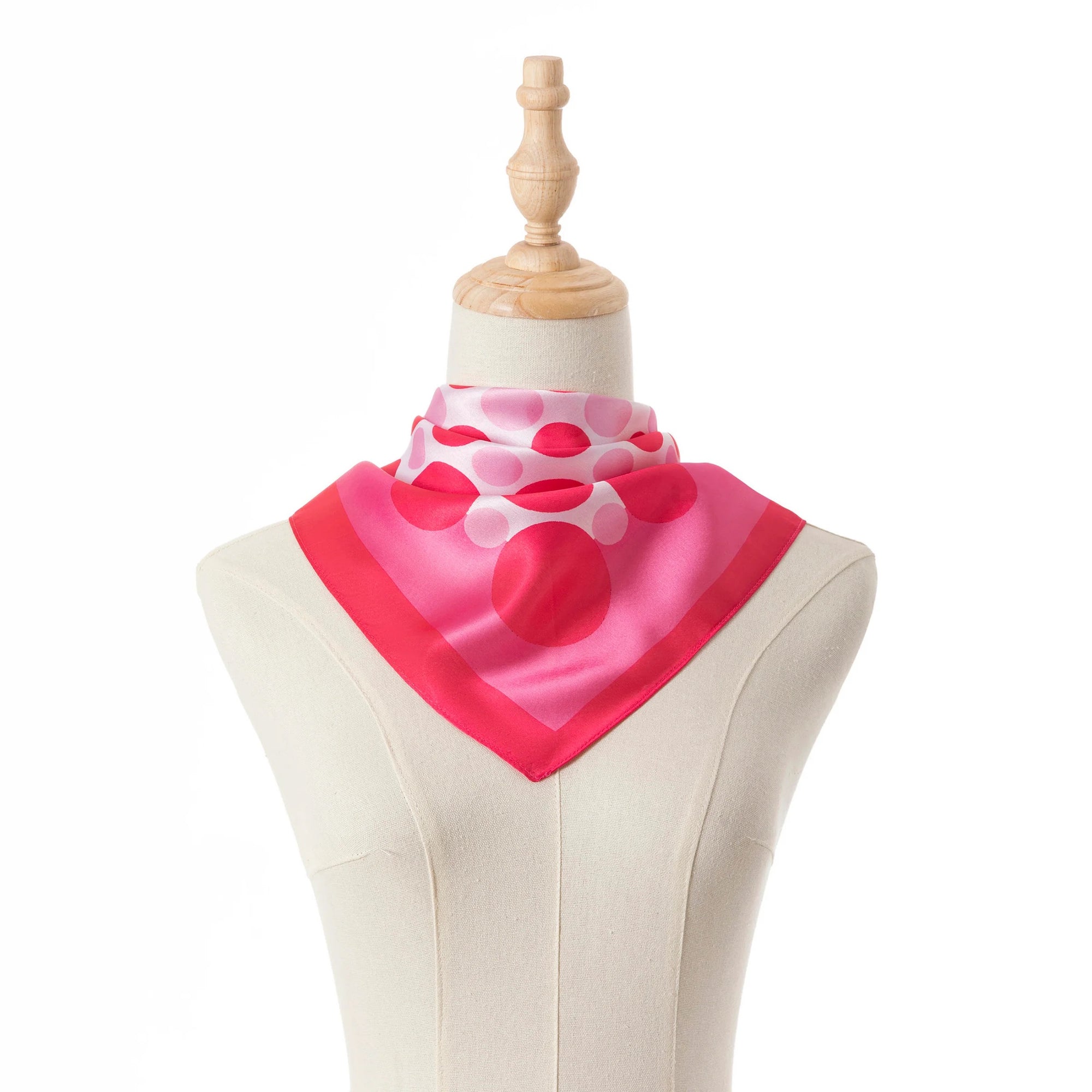 Park Lane -Polka Dot Print Silky Neck Scarf - Fuchsia