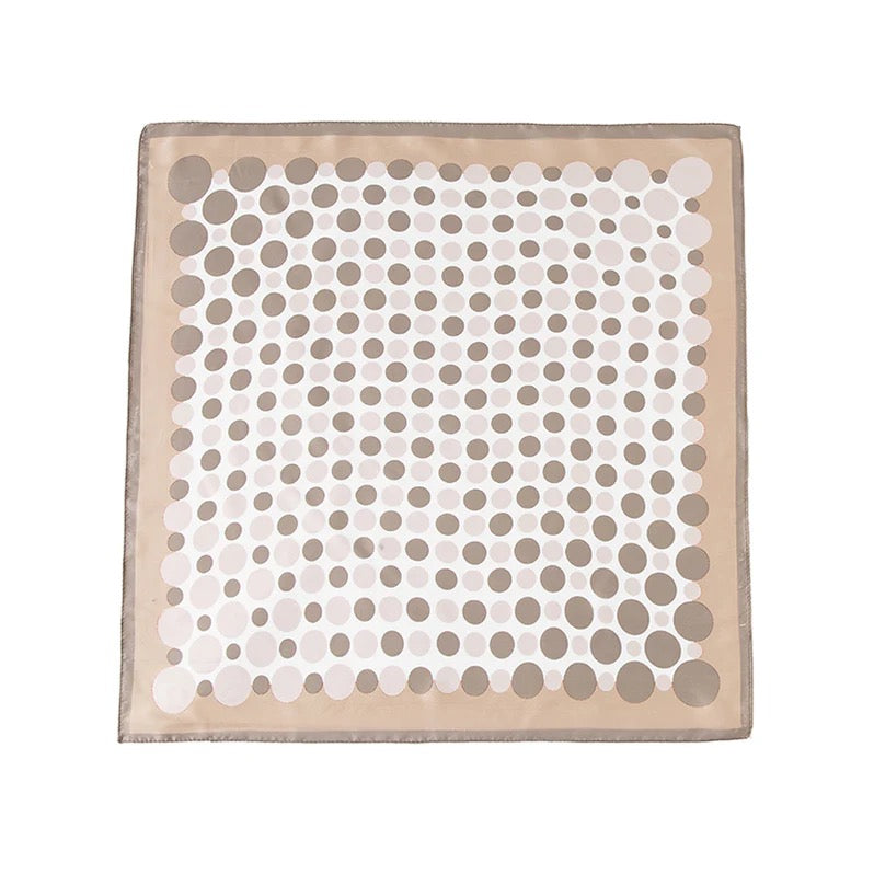 Park lane - Polka Dot Silky - Square Neck Scarf - Brown/Taupe/Pale Pink