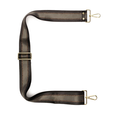 Elie Beaumont Designer CHARCOAL SPARKLE STRIPE Adjustable Crossbody Bag Strap (GOLD Fittings)