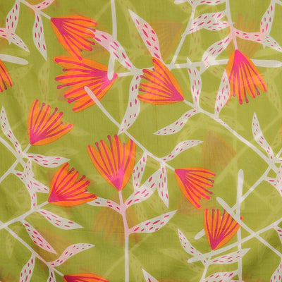POM Organic Cotton Green & Orange Flower Print Scarf