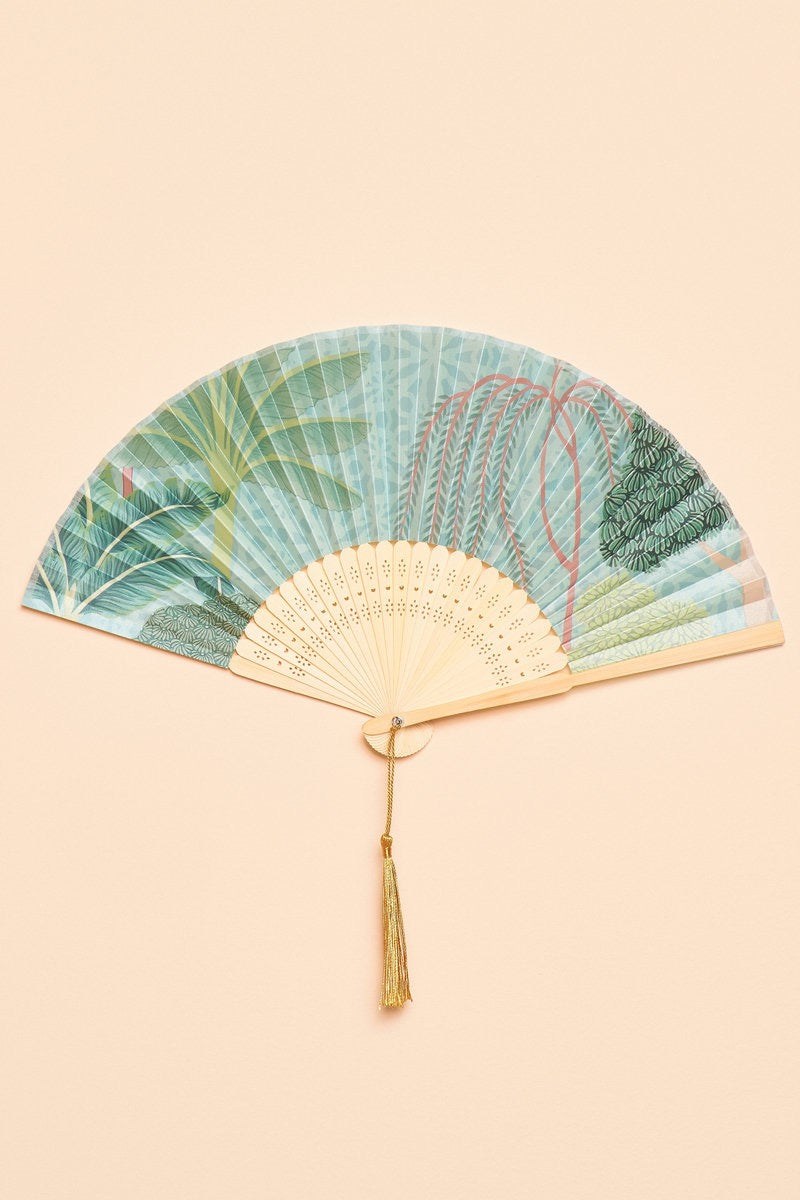 Powder Satin Fan - Secret Paradise - Aqua