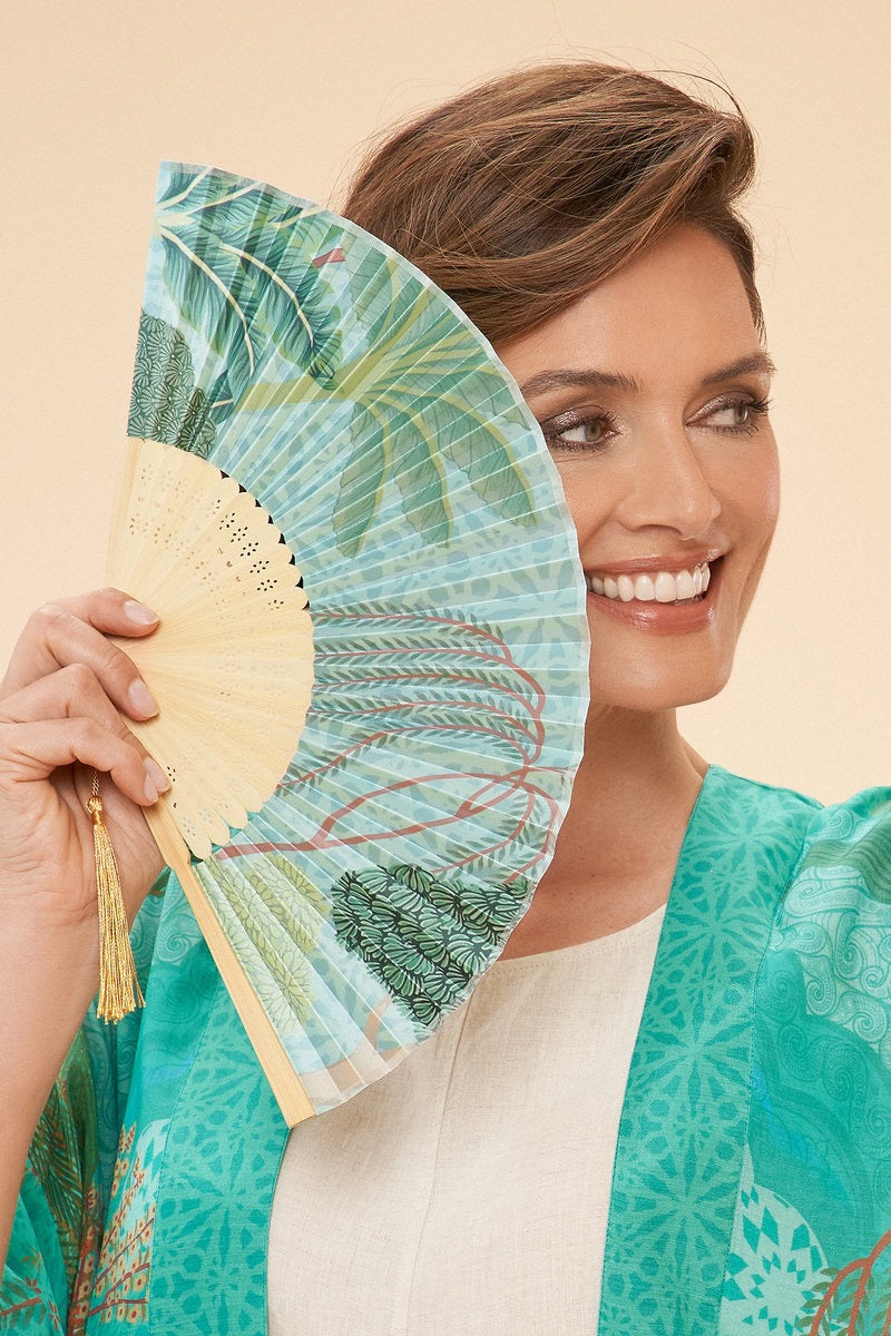 Powder Satin Fan - Secret Paradise - Aqua