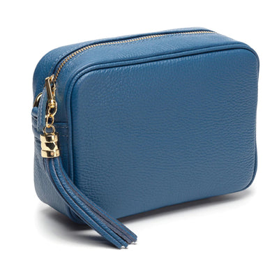 Elie Beaumont Designer Leather Crossbody Bag - Denim Blue (GOLD Fittings)