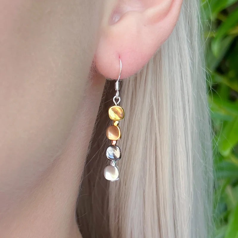 Carrie Elspeth Metallic Prisms Beaded Drop Earrings