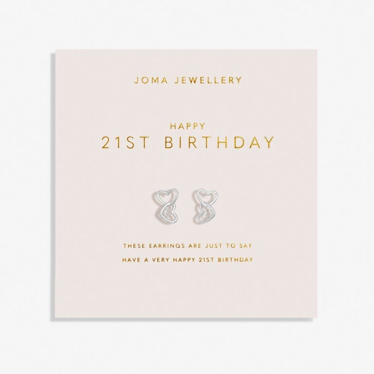 Joma Jewellery - Forever Yours - Happy 21st Birthday - Interlinked Heart Earrings