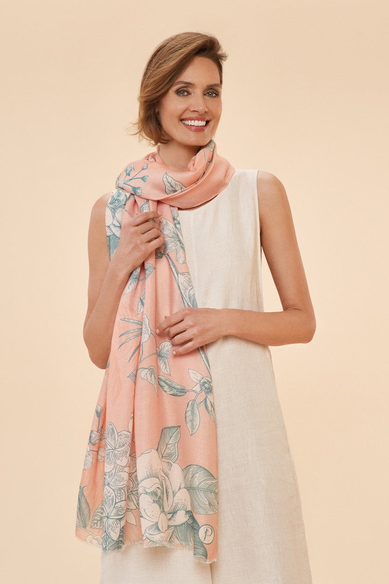 Powder Print Scarf - Floral Jungle -  Petal