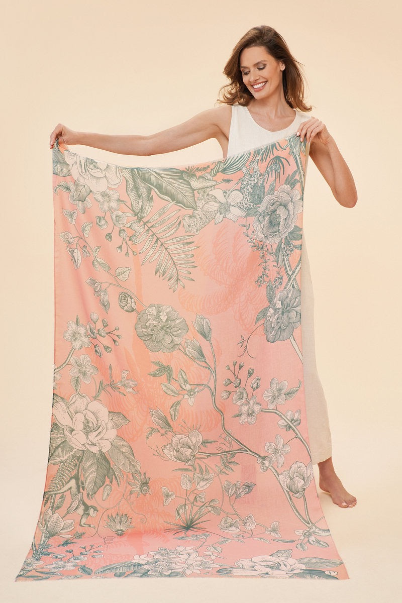 Powder Print Scarf - Floral Jungle -  Petal