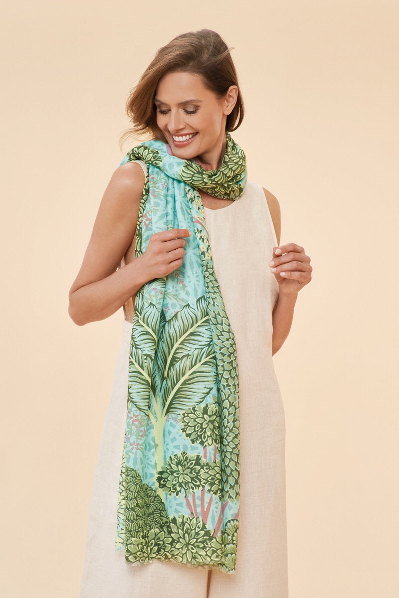 Powder Print Scarf - Secret Paradise - Aqua