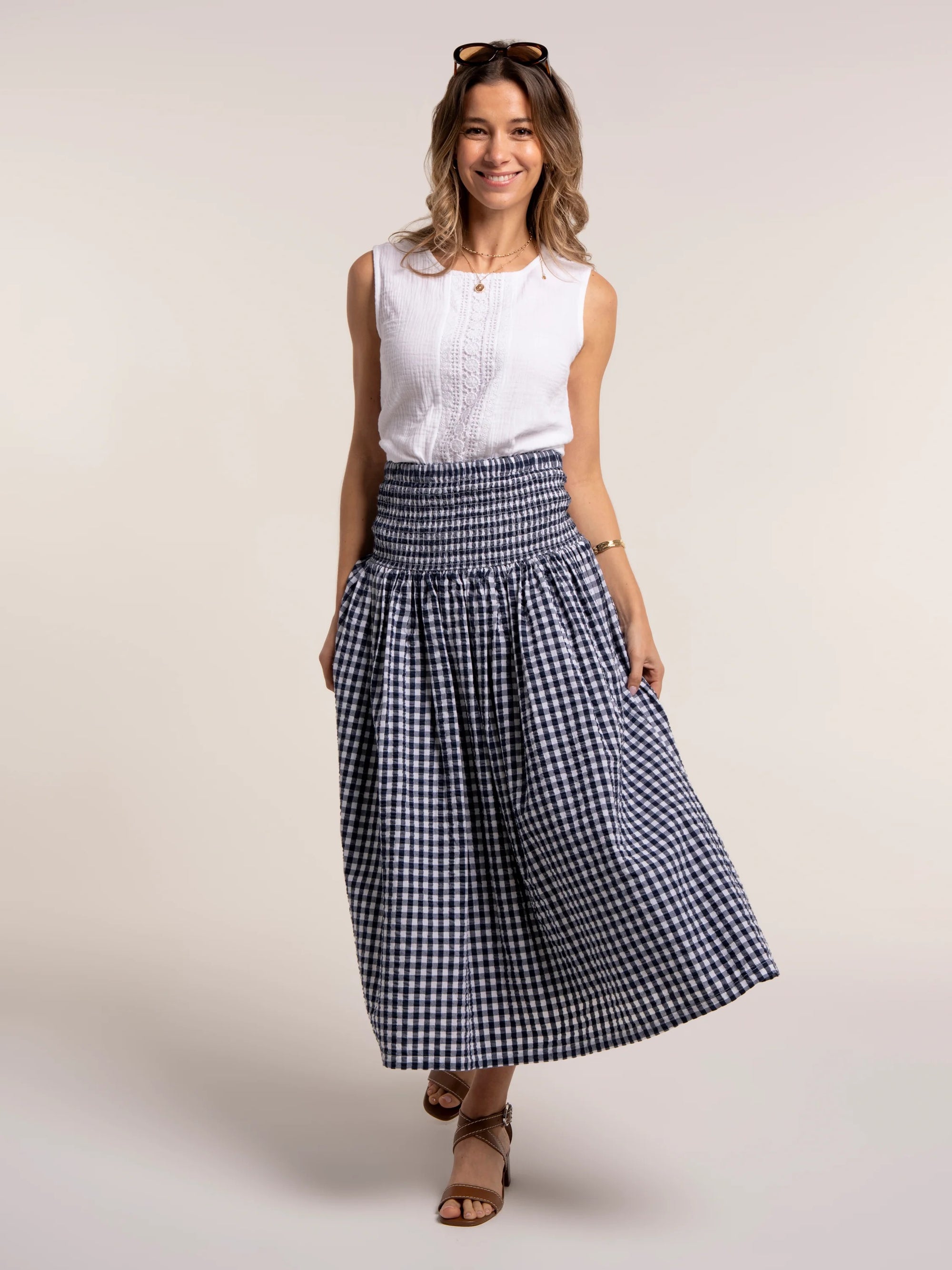 Brakeburn Teresa Dress &amp; Skirt - Two Ways to Wear - Navy/White