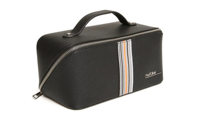 Paul Oliver Mens Luxury Train Case Medium Wash Bag - Black/Orange Stripe