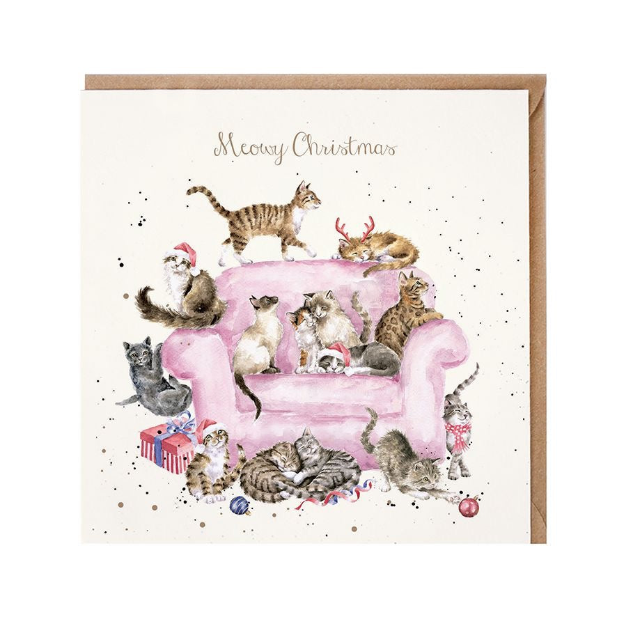 'Meowy Christmas' Cat Christmas Card - Wrendale Designs