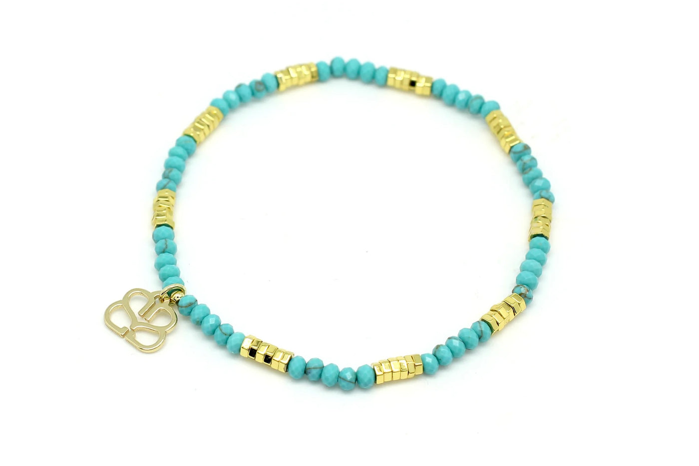 Boho Betty Cerulean Turquoise Gold Stretch Bracelet