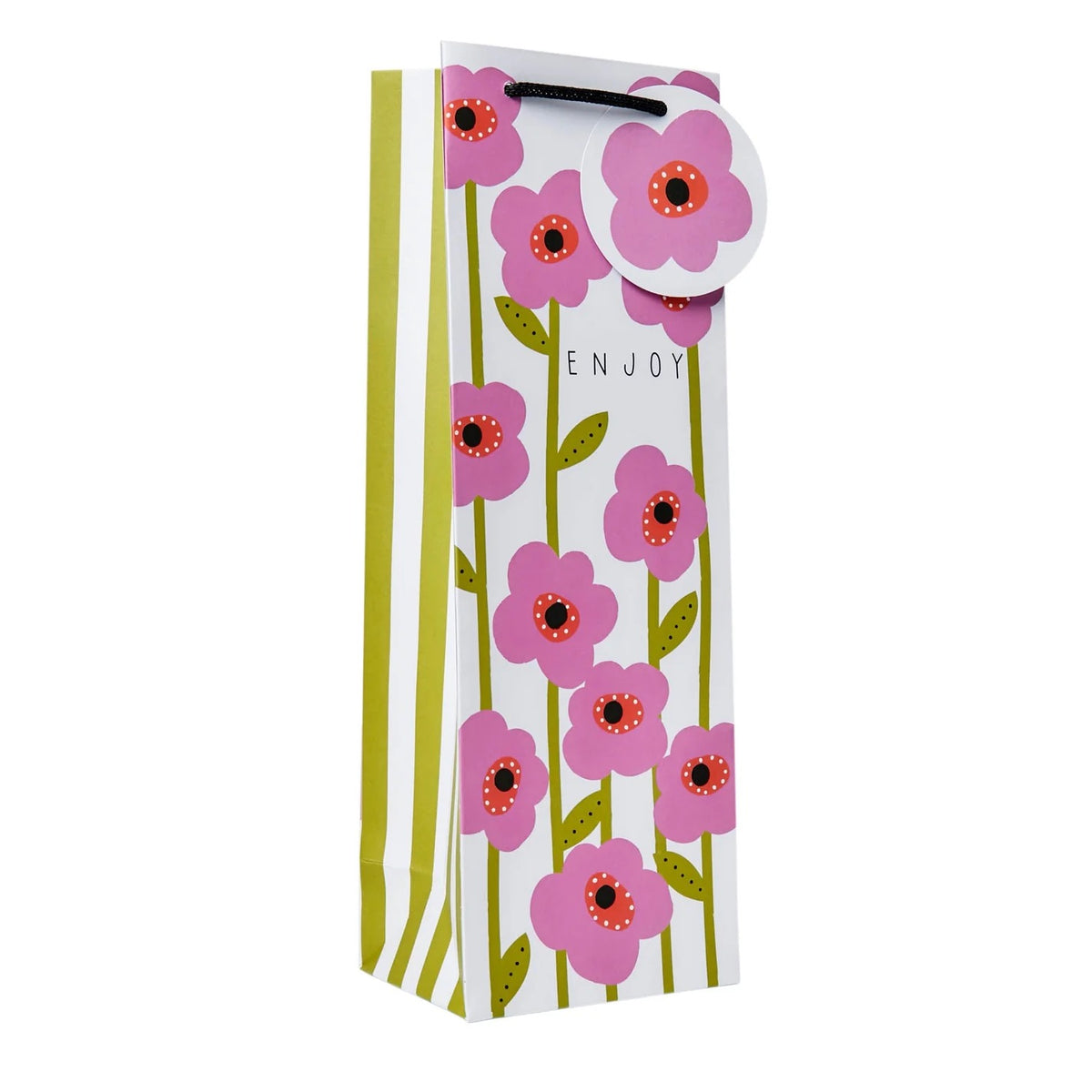 Mauve Flower - Enjoy - Bottle Gift Bag - Belly Button
