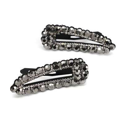 POM Black/Silver Crystal Embellished Hair Clips - Pack of 2