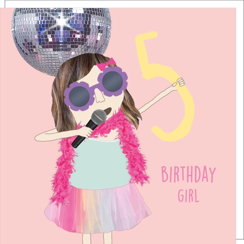Rosie Made A Thing - Five Birthday Girl Disco - Birthday Card