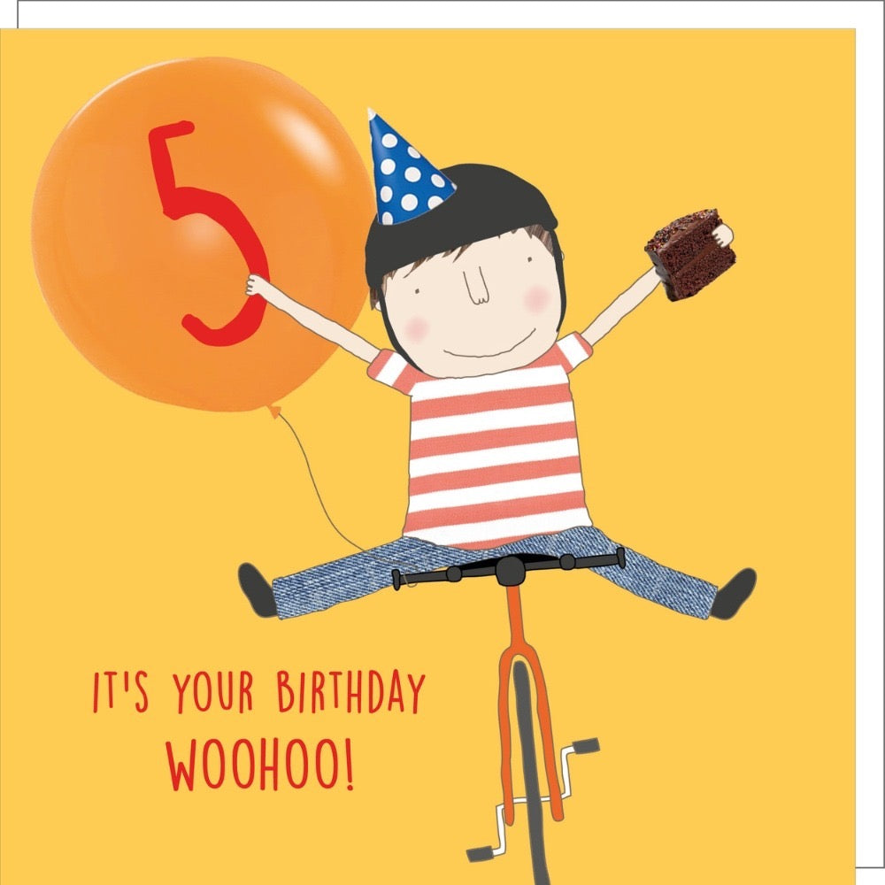 Rosie Made A Thing - Five Birthday Boy Bike - Birthday Card