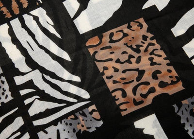 Eco style Multi Animal Print Scarf - Black