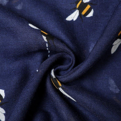 Eco style Bumble Bee Print Scarf - Navy Blue