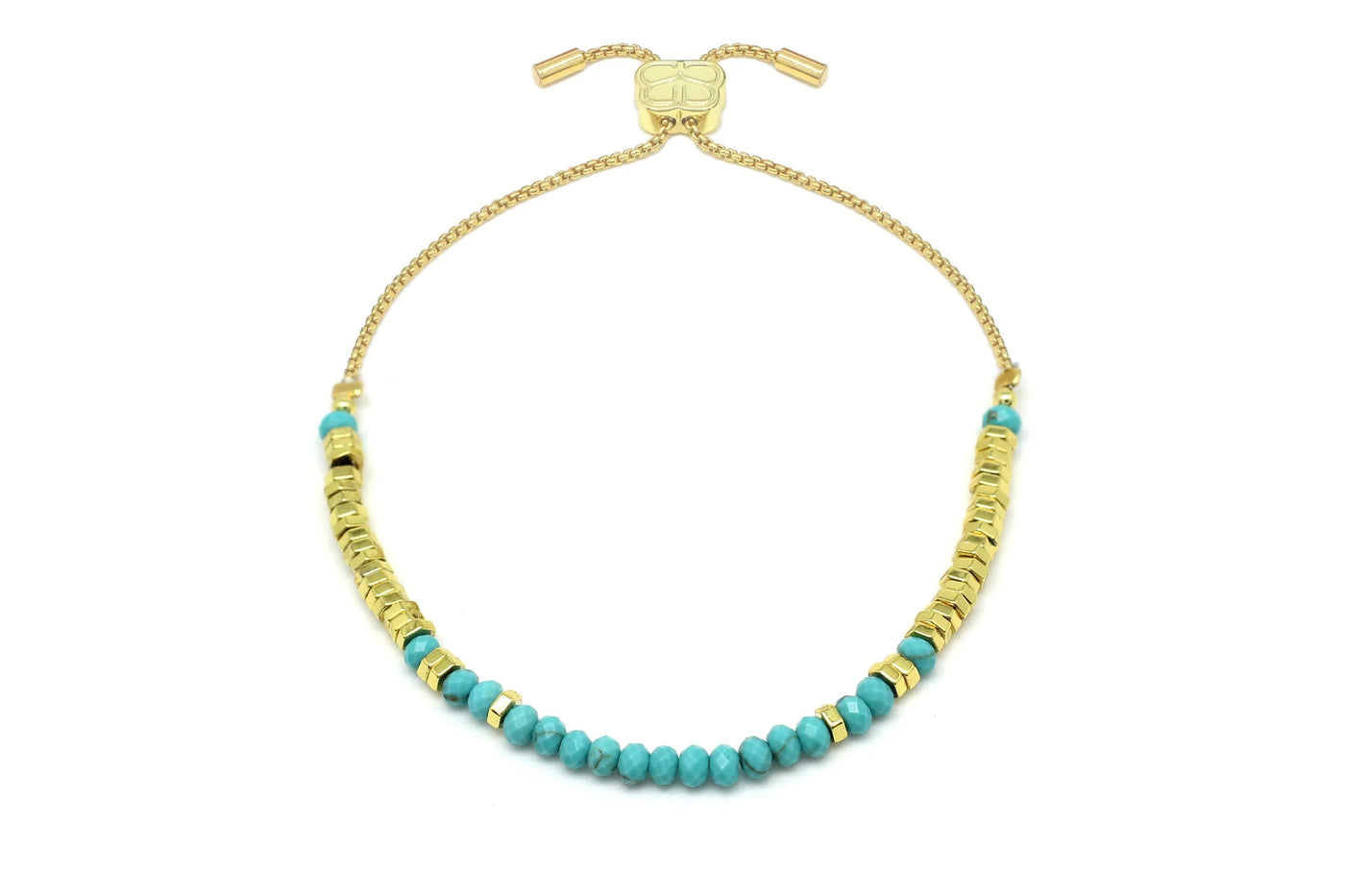 Boho Betty Tersina Turquoise Gold Slider Bracelet