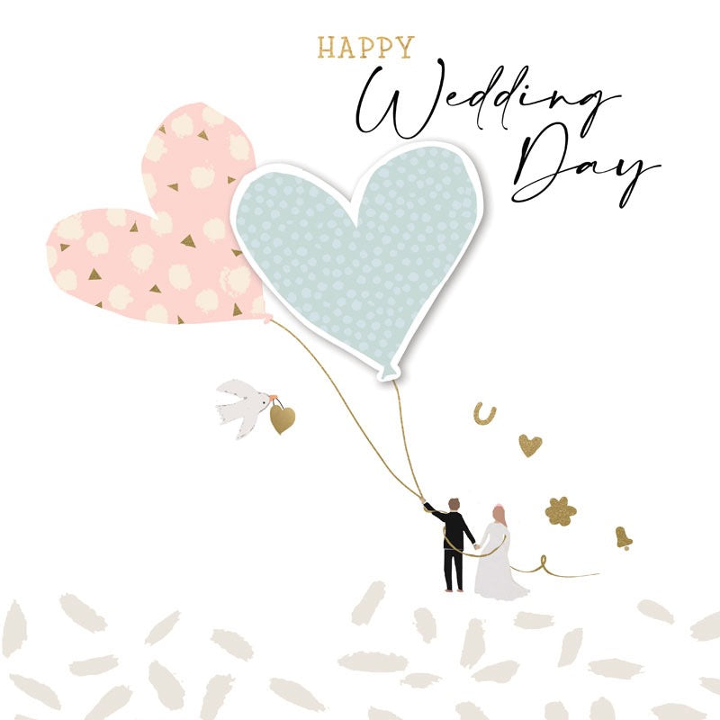 Happy Wedding Day Heart Balloons Card - Hammond Gower