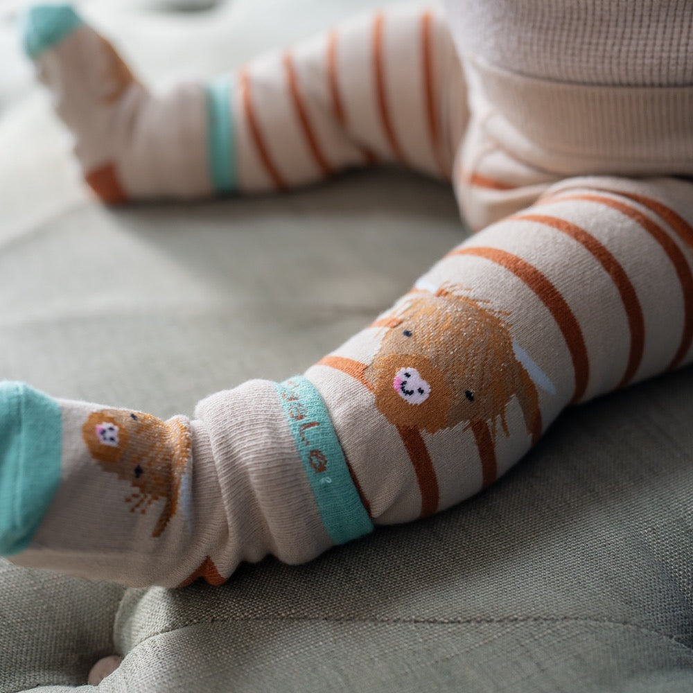 Ziggle Highland Cow Print Leggings &amp; Socks Set