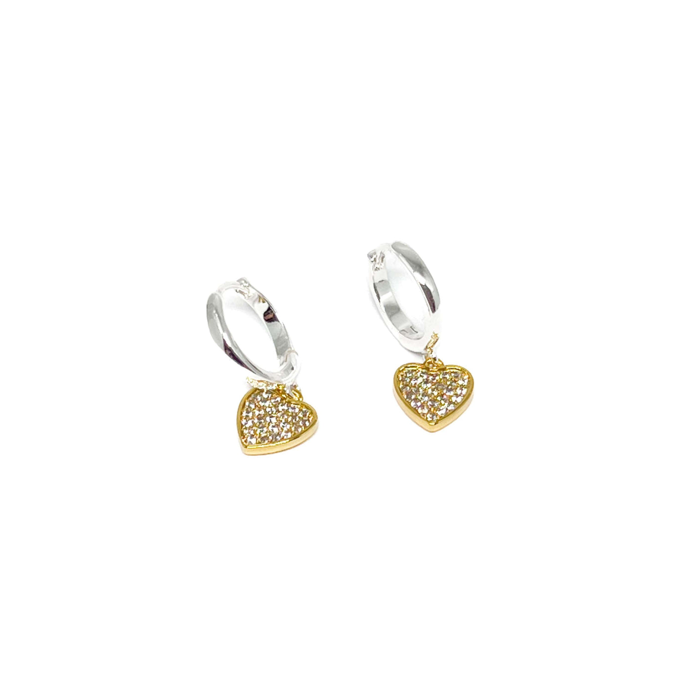 Aria Pave Heart Hoop Earrings - Gold - Clementine Jewellery