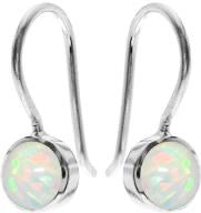 Kali Ma Small Round White Opal Fixed Wire Earrings - Sterling 925 Silver